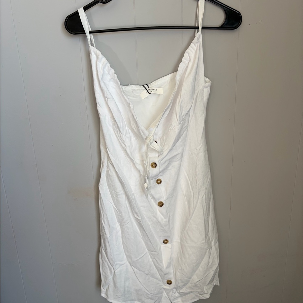 Commense White Button-Front Spaghetti Strap Dress… - image 2